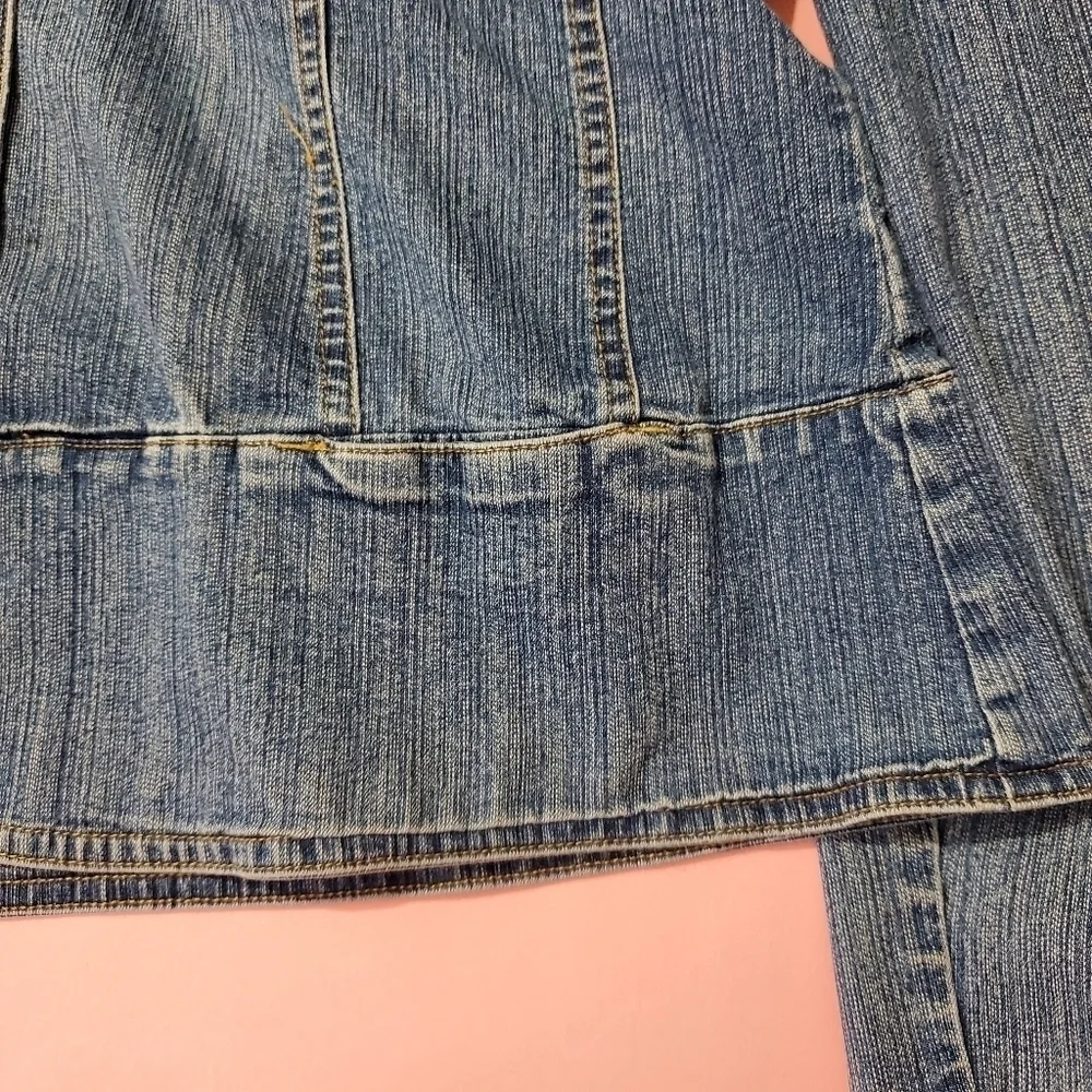 Vintage 2000s Y2k 00s Jean Jacket Rhinestones Bling Erika - Picture 9 of 11
